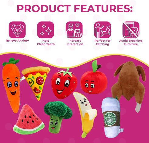 2 Pack Pizza Dog Toy with Squeaker, Plush Pizza Toys for Small, Medium, and Large Dogs (2 Slices)