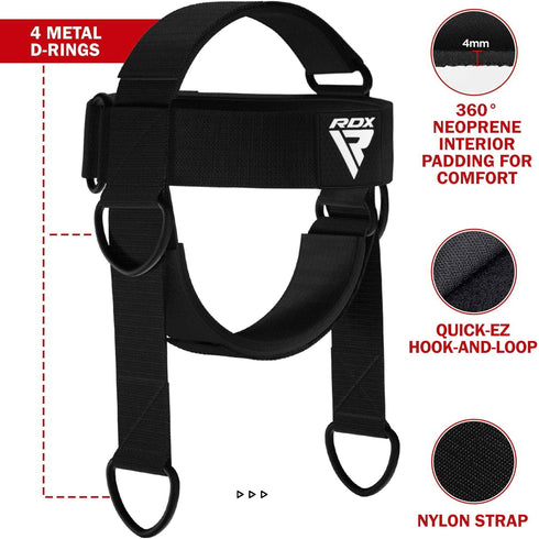 RDX Neck Harness Weight Lifting Training, 4MM Padded Neck Builder, Adjustable Steel Chain
