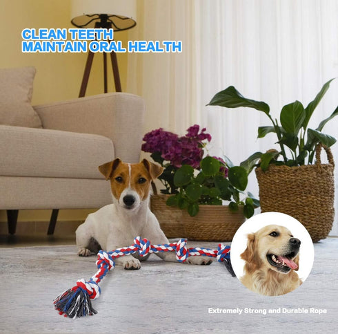 Bmag Dog Rope Toys for Aggressive Chewers, Interactive Heavy Duty Toys for Medium Large Dogs, Tough Twisted Rope with 5