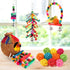 Bird Toys 17 Pcs Hanging Chewing Toys, Climbing Ladder Coconut Bird Cage Toys for Cockatiels, Conures, Finches, Budgies