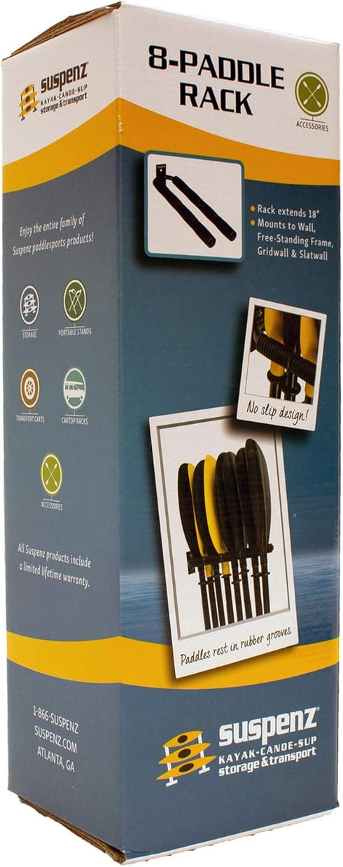 Suspenz 8-Paddle Rack, Black (34-0008), 18" Kayak Storage