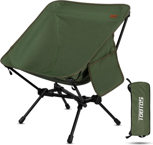 TOBTOS Ultralight Camping Chair, Portable Folding Chair Support 330 lbs, Compact Backpacking