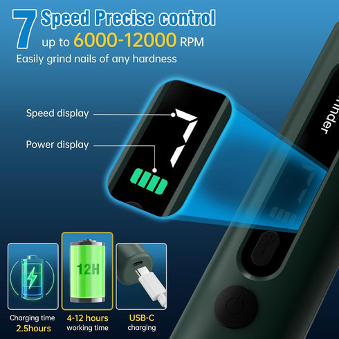 7-Speed Trimmers, Dog Nail Grinder, Quiet Electric Dog Nail Dog Nail Clippers with Sponge Dust Collection & File