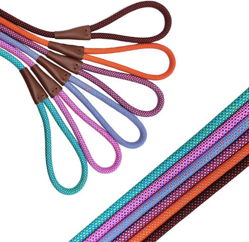 MayPaw Dog Leash Rope Slip Lead | 1/4"-5Ft Sturdy Nylon Puppy Leash | Colorful Adjustable Training Leash for Small Dogs