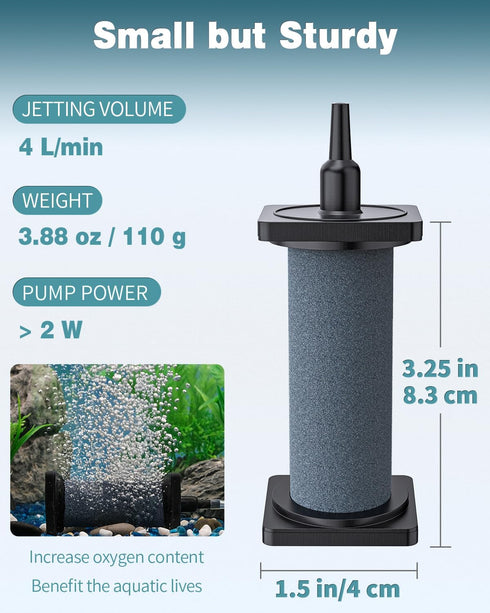Pawfly Aquarium Air Stone for Air Pump 3 Inch Fish Tank Air Stone Bubbler Cylindrical Bubble Release Tool Oxygen Diffuser for Fish Tanks Buckets Small Ponds and DWC Systems, 2 Pack