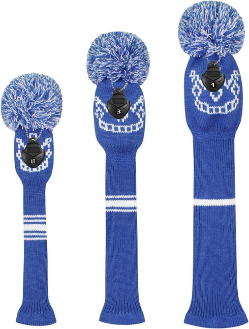 Scott Edward Golf Headcovers Set of 3 for Woods - Fits Driver (460cc), Fairway Wood & Hybrid (UT)