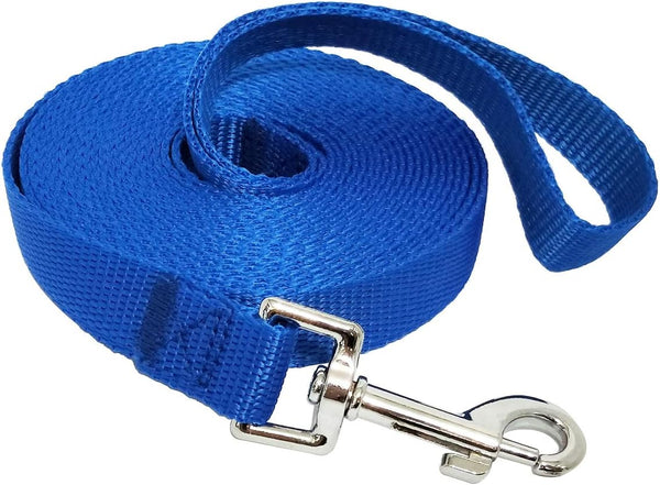 Nylon Training Dog Leash for Small Medium Large Dogs, 15ft 20ft 30ft 50ft Long Leash for Obedience Training, Blue