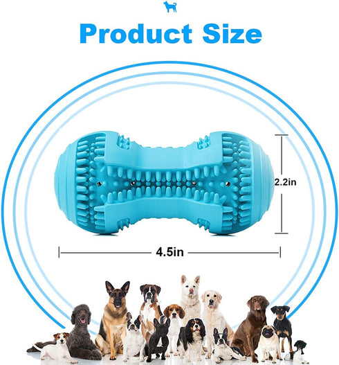 Dog Chew Toy for Teething Chewers,Tough Durable Natural Rubber Bone with Toothbrush,Indestructible for Aggressive