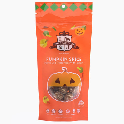 Pumpkin Spice Dog Patisserie Treats, 6 oz - Fall Holiday Collection, Organic, Soft & Chewy Superfood Bites