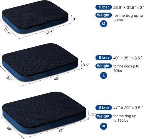 JoicyCo Orthopedic Foam Dog Bed for Extra Large Dogs, 47 Inch Jumbo XL Mattress with Non-Slip Bottom and Removable Cover