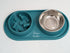Pets Dog Bowl Set - Removable Double Slow Feeder Bowls with Non-Skid Silicone Mat, Stainless Steel Water Bowl (Dirty