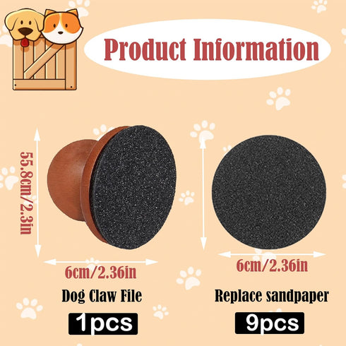 Smidaben 10Pcs Dog Nail File with Replaceable Filing Disc Professional Dog Nail Care Tool for Smooth Healthy Paws Ideal
