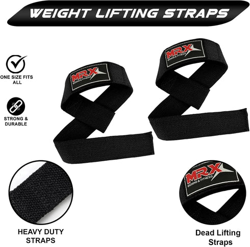 MRX Weight Lifting Bar Strap for Gym Workout, Padded Straps for Men/Women