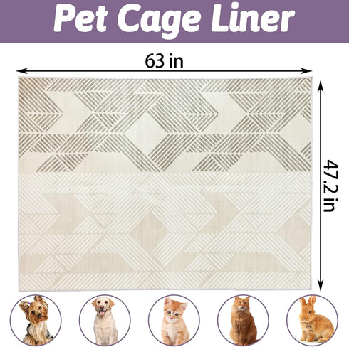 63 inch VCEPJH Extra Large Rabbit Cage Liner Reusable Washable Bunny Floor Mat Soft Animal Bedding Cage Flooring Pads