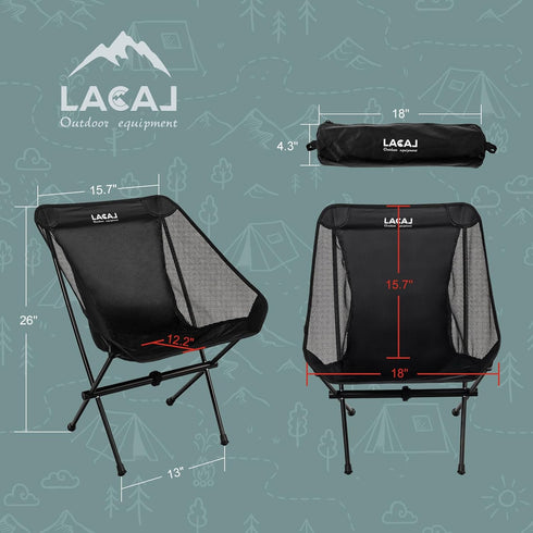 Ultra-Light Folding Camping Chair - 1.5 lbs All-Aluminum Frame, Lightweight Rip-Stop Fabric, Compact Storage