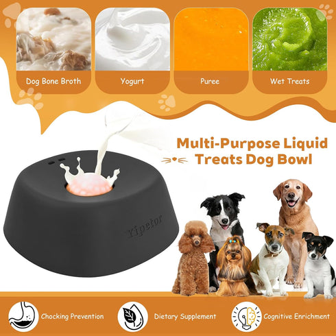3/4 Yipetor Slow Feeder Dog Bowls for Liquid Treat, Entertained Ball-in Bone Broth Dog Lick Bowl, Cup Yogurt Pup Lick