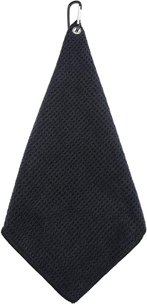 Quacc Premium Golf Towel - Absorbent Microfiber Waffle Pattern with Carabiner Clip for Cleaning Golf Ball Club