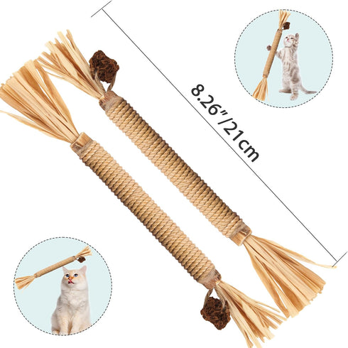 Cat Toy (6 PCS) Silver Rattan Stick, Catnip Stick for Training, Chew Stick, Indoor Interactive Toy