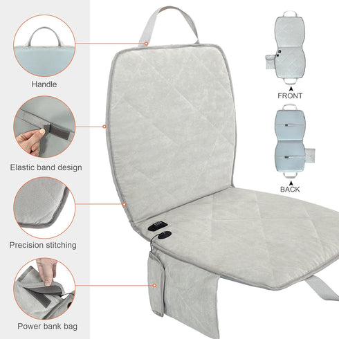 Portable Heated Seat Cushion(No Power Bank) Heated Camping Chair Pad,Foldable Heated Stadium Seat for Bleachers,USB