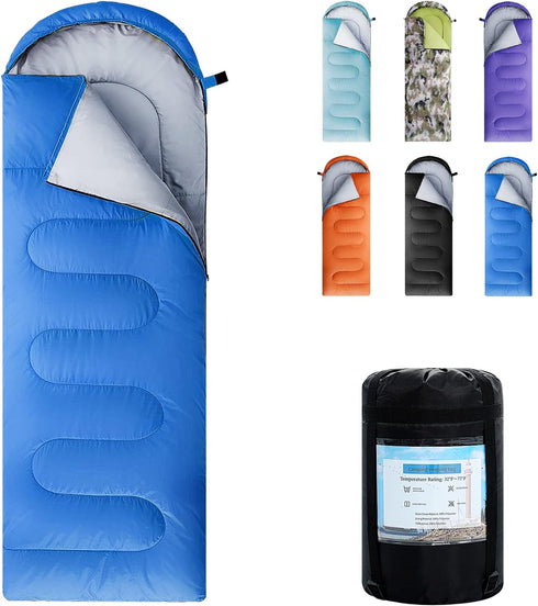 Sleeping Bags for Adults, Kids & Girls - Lightweight Waterproof Sleeping Bag for 3-4 Seasons Hiking, Camping