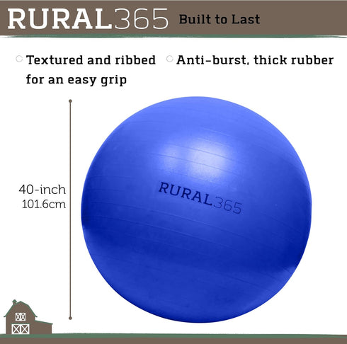 Rural365 Large Horse Ball Toy - 40in Anti-Burst Giant Horse Ball with Pump Included (Blue)