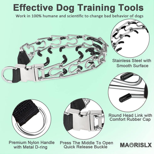 Prong Training Collar for Dogs, Adjustable Pinch Collar with Quick Release Buckle, No Pull Collar for All Breeds