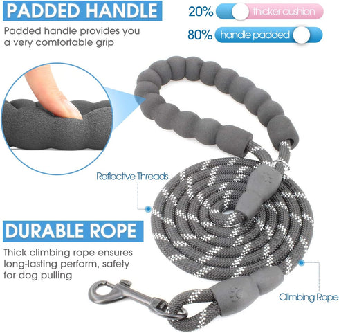 BAAPET 2 Packs 5/6 FT Dog Leash with Comfortable Padded Handle and Reflective Threads for Small Medium Large Dogs