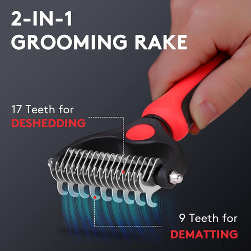 Tpotato Deshedding Dog Brush for Long Haired Dogs Cats,Undercoat Shedding Rake for Dematting Detangling Tangles Matted