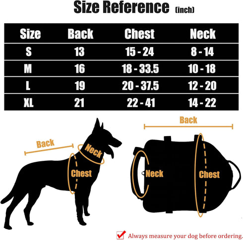 Tactical Dog Harness with Pouches - Adjustable Military Dog Vest Harness for Large Medium Dogs with Hook & Loop Panels,