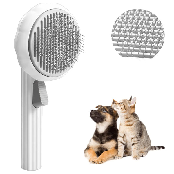Pet Grooming Brush, Cat Brush for Shedding, Self Cleaning Slicker Brush for Short and Long Haired Dogs Cats, Pumpkin