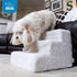 Best Pet Supplies Dog Stairs - Ash Gray Linen - 3-Step - Non-Slip Foam Pet Steps for Small Dogs & Cats