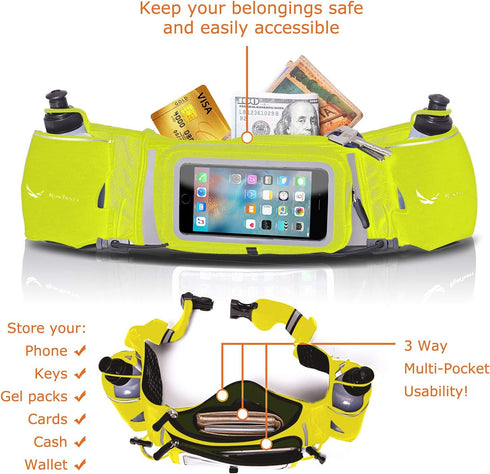 Winners' Running Fuel Belt - No.1 Hydration Belt with 2 BPA Free Water Bottles and Accessories