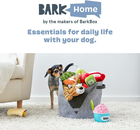 Barkbox Felt Storage Bin for Dog Toys - Long Lasting Organizer for Tennis Balls, Squeaker Toys, and More.