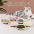 Ceramic Cat Food Bowl Set, Colorful Feeding Bowls with Non-Slip Mat, Wide Shallow Cat Dish - 6 Pack, 8.5 oz