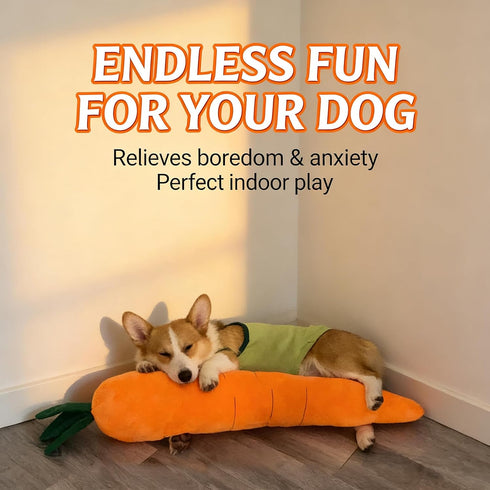 Generic Squeaky Carrot Dog Toy for Aggressive Chewers, Durable Chew Toy for Puppies Small Medium Large Dogs