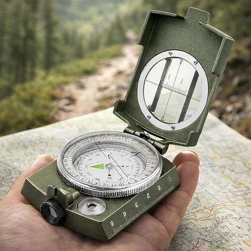 YKFLEXT Military Lensatic Compass, Hiking Compass for Survival Water-Resistant Outdoor Hiking Survival Direction Finder
