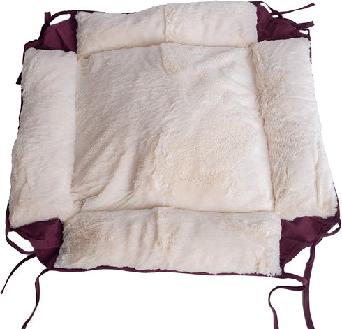 Armarkat 2-in-1 Cat Pet Bed & Fleece Cat Mat, Burgundy/Ivory, 16" L x 16" W x 6" H (C06HJH/MB)