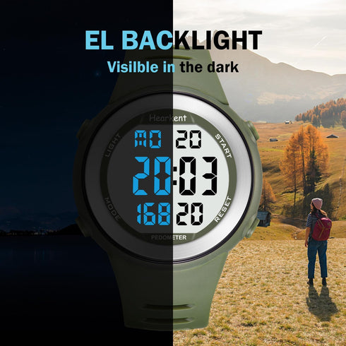 Waterproof Pedometer Watch for Seniors, Non-Bluetooth, No App Required, Steps and Calories Counter with LCD