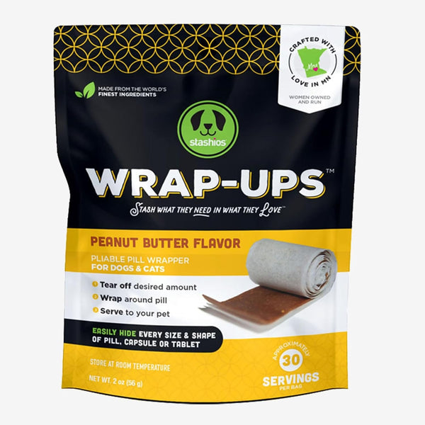Wrap-Ups Pill Wrapper - Peanut Butter, 30 Servings Bag, All Natural Limited Ingredients for Dogs & Cats