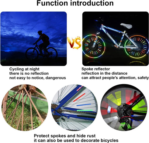 SANNIX 84pcs/7 Sets Bicycle Spoke Skins Wraps, Reflective Kids Road Mountain Bike Wheel Decoration Reflectors