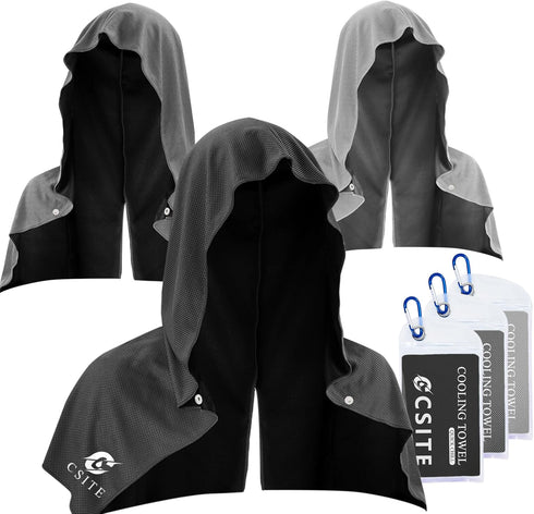 CSITE 3 Pack Cooling Hoodie Towels for Neck and Face, UPF 50