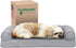 Furhaven Cooling Gel Dog Bed for Medium/Small Dogs with Removable Bolsters & Washable Cover, Plush & Suede Sofa, Gray,