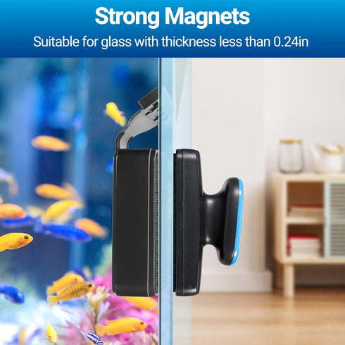 1/4" Yaubay Aquarium Magnet Glass Cleaner, Magnetic Fish Tank Cleaner with Algae Scraper, Double Sided Cleaning