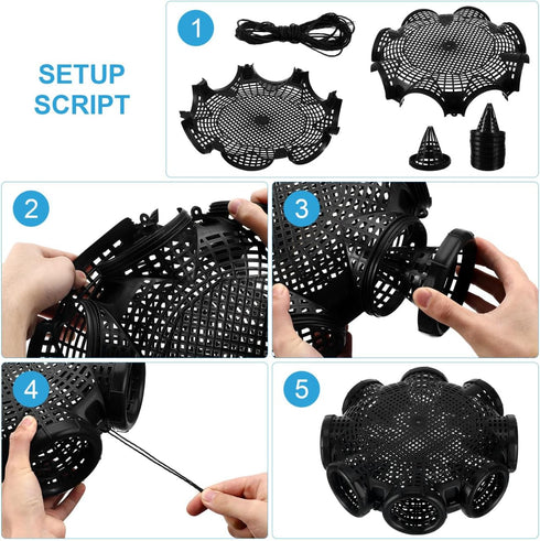 14.05X14.05X4.33In Toddmomy Portable EEL Catching Cage Crab Trap Shrimp Lobster Fishing Basket Lightweight Mesh Net