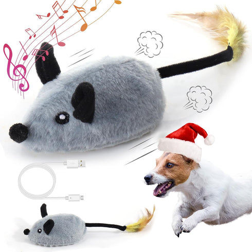 Mity rain Interactive Dog Toys, Fake Mouse Moving Toy with Automatic Sensor, Realistic Sound for Dogs & Cats