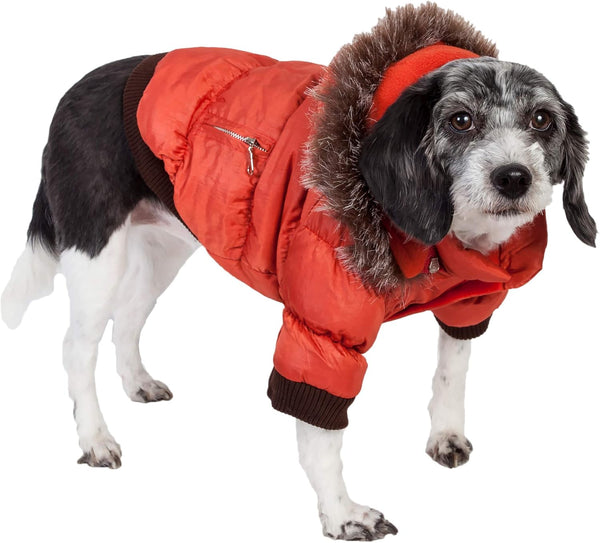 PET LIFE Classic Metallic Fashion Pet Dog Coat Jacket Parka, Small, Metallic Orange with 3M Insulation