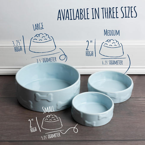 Park Life Designs Large Ceramic Dog Bowl for Food & Water | Durable, Easy-Clean & Dishwasher-Safe, Manor Blue