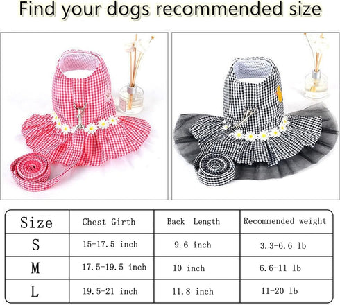 Outdoor Dog Clothing Princess Costumes - Pet Harness Dress for Poodle, Bichon Frise, Pomeranian, Schnauzer (L, Pink)