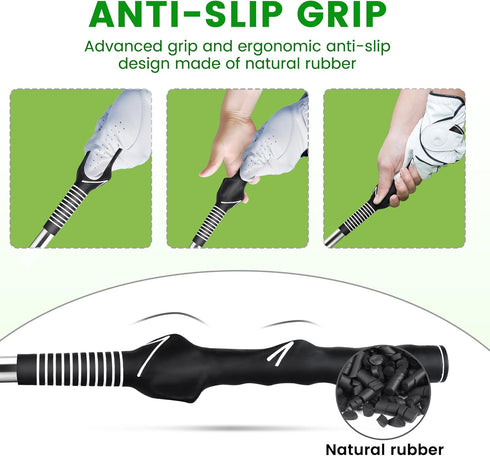 Retractable Golf Swing Training Aid - Rhythm Click Sound Warm Up Trainer, Golf Grip Trainer Attachment