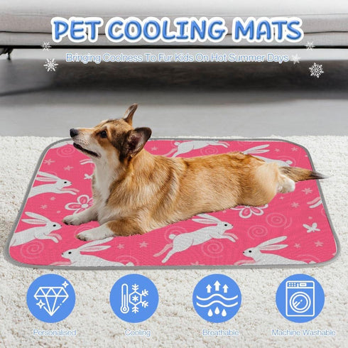 imiBBWQu Summer Summer 27" 22" Dog Cooling Mat Pink Easter Bunny Dog Cooling Mat for Washable Cool Pet Pad Pet Bed